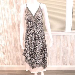 Adjustable Black/Green/Pink funky “Dharma” dress with rouching